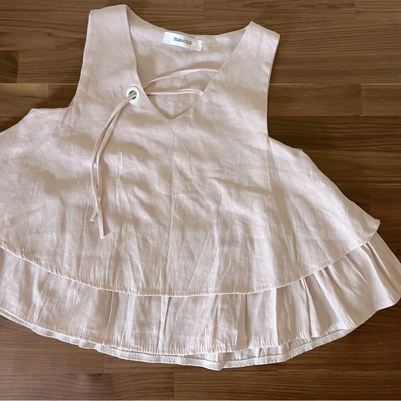 Storers ruffle layer tank top in dusty rose pink, size S - Picture 6 of 9